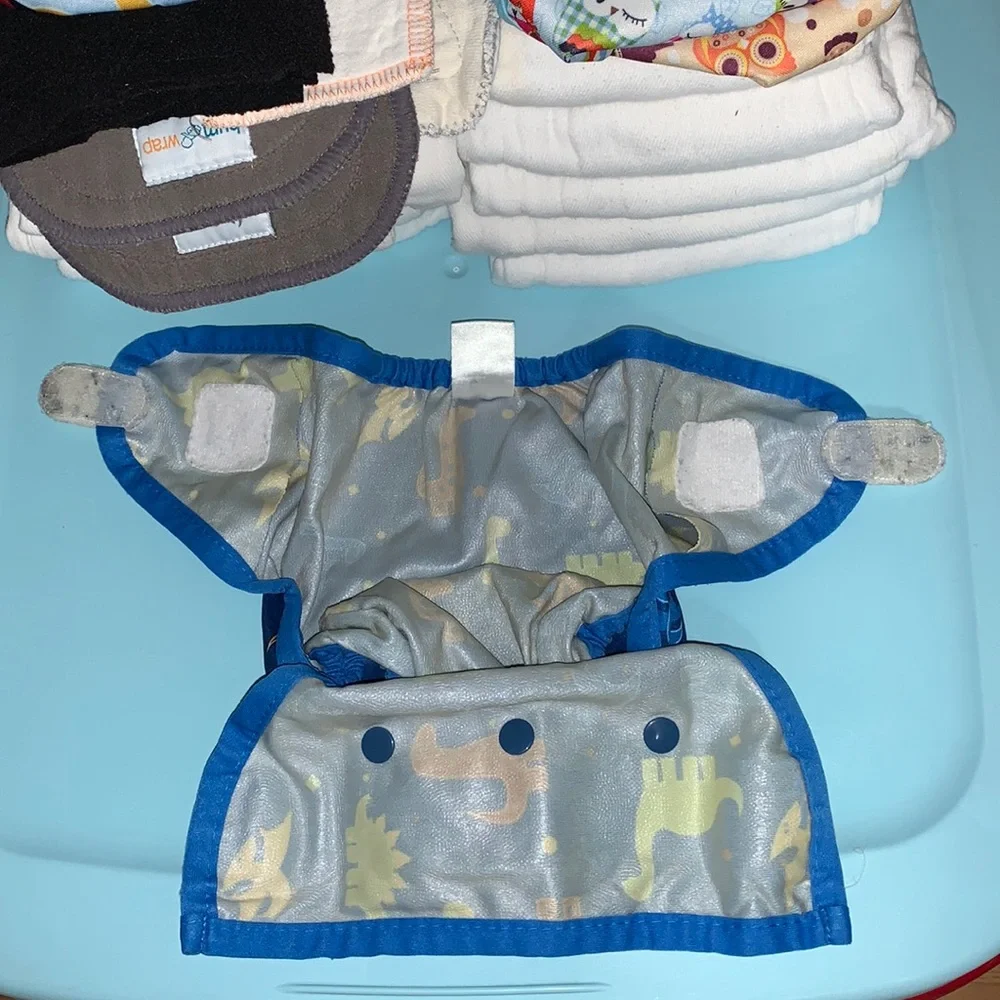 Cloth diaper covers and prefold cloth diapers. #5